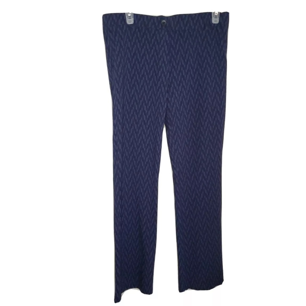Betabrand Classic Yoga Dress Pants Blue Chevron 0076 Large